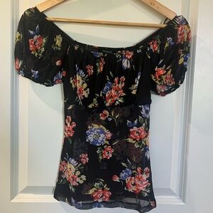 Ambiance Black Floral Off-Shoulder Blouse